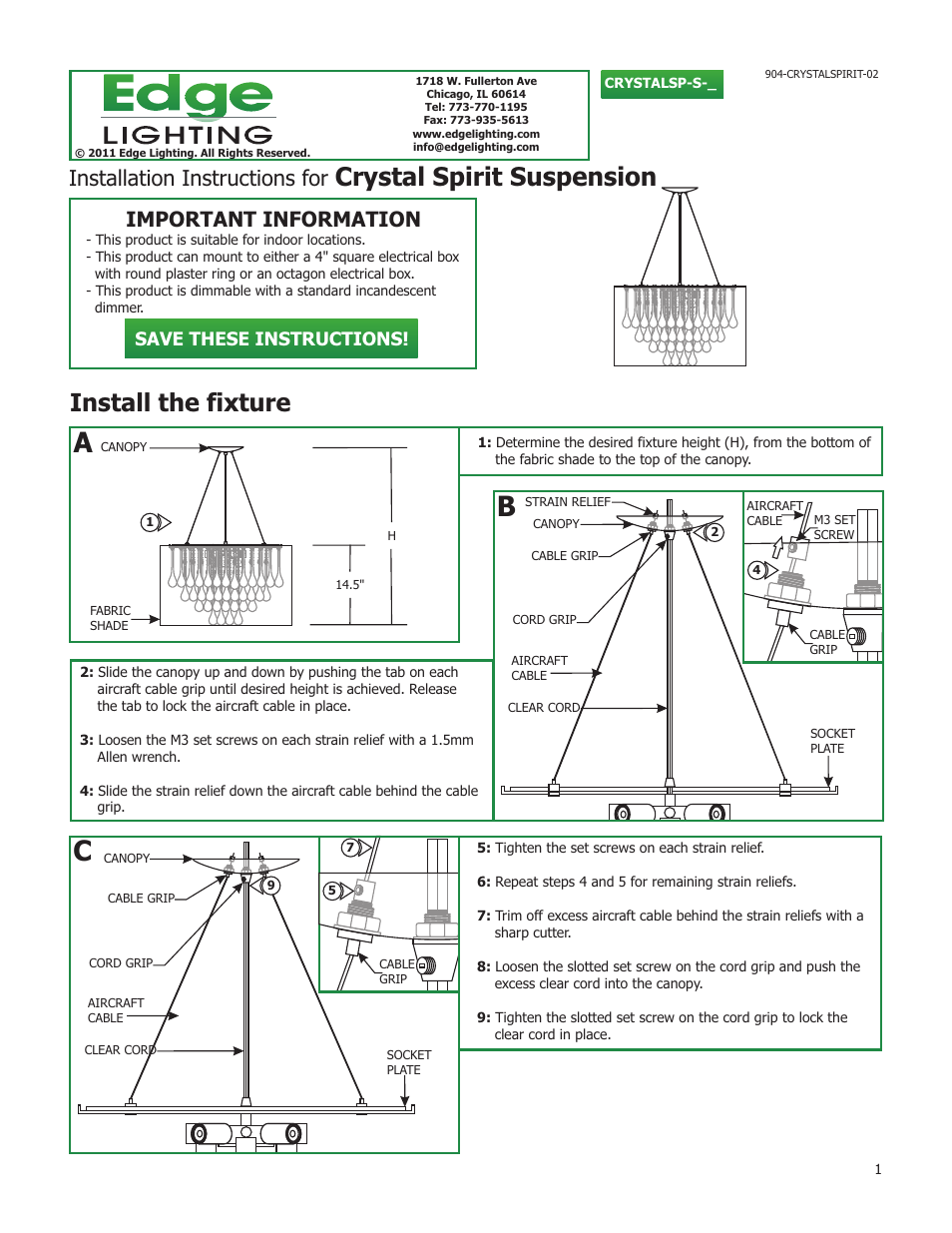 Edge Lighting Crystal Spirits User Manual | 4 pages