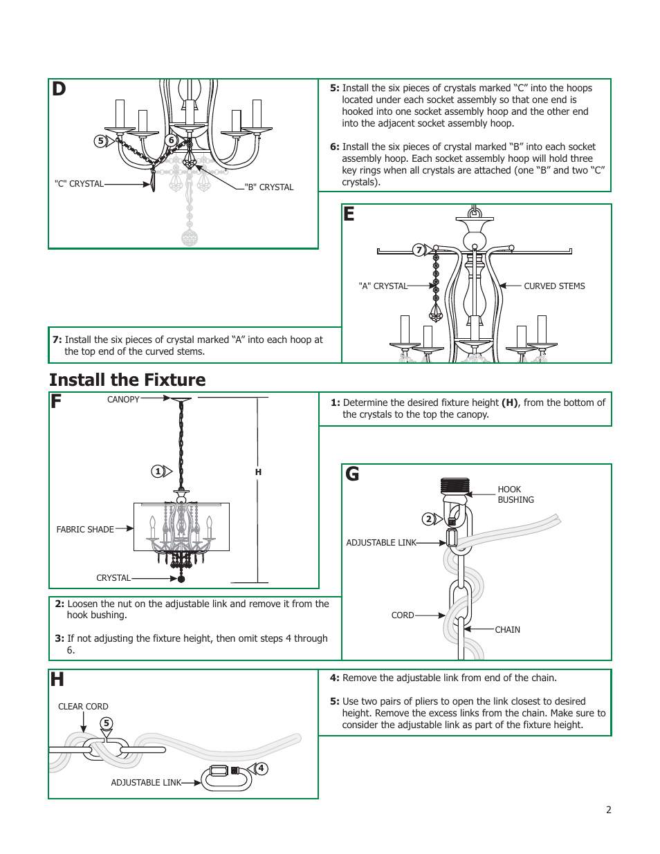 Install the fixture | Edge Lighting Crystal Veil User Manual | Page 2 / 4