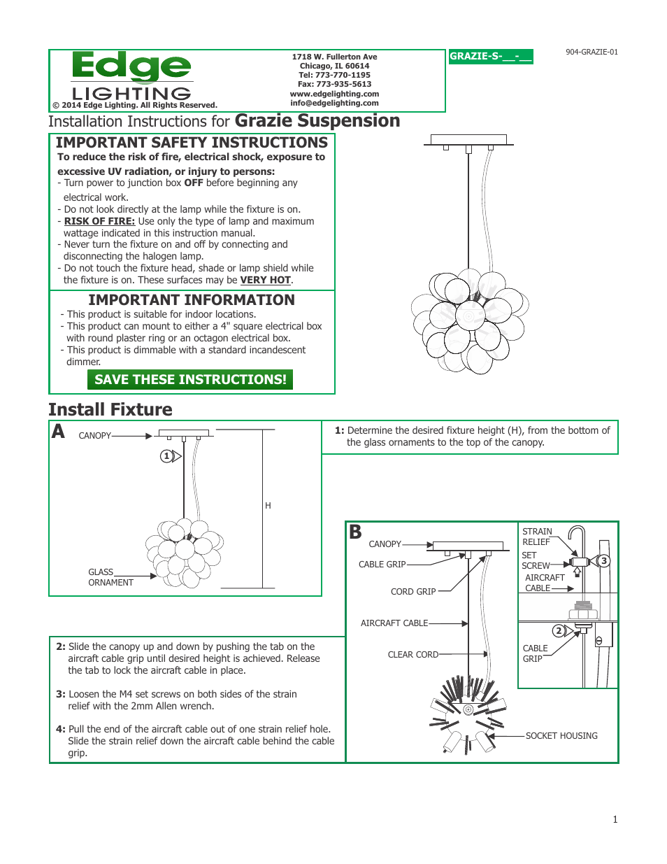 Edge Lighting Grazie User Manual | 3 pages