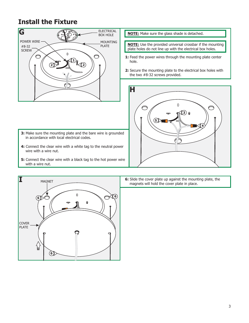 Install the fixture | Edge Lighting Vega Round User Manual | Page 3 / 4