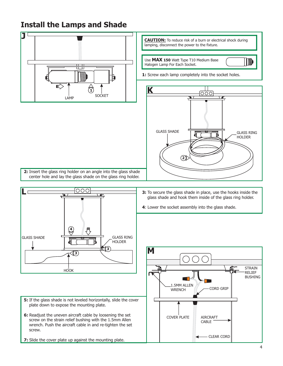 Install the lamps and shade | Edge Lighting Vega Round User Manual | Page 4 / 4