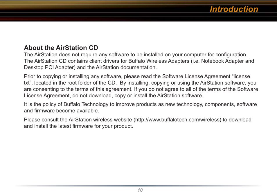 Introduction | Buffalo Technology WBR2-G54S User Manual | Page 10 / 95