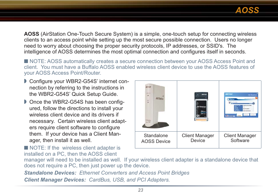 Aoss | Buffalo Technology WBR2-G54S User Manual | Page 23 / 95