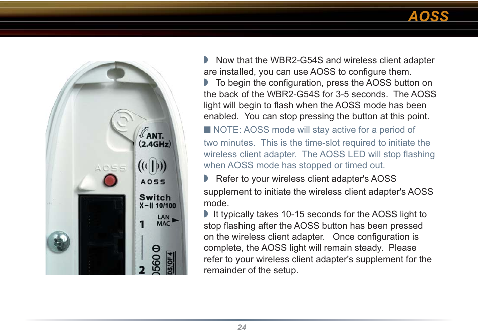 Aoss | Buffalo Technology WBR2-G54S User Manual | Page 24 / 95