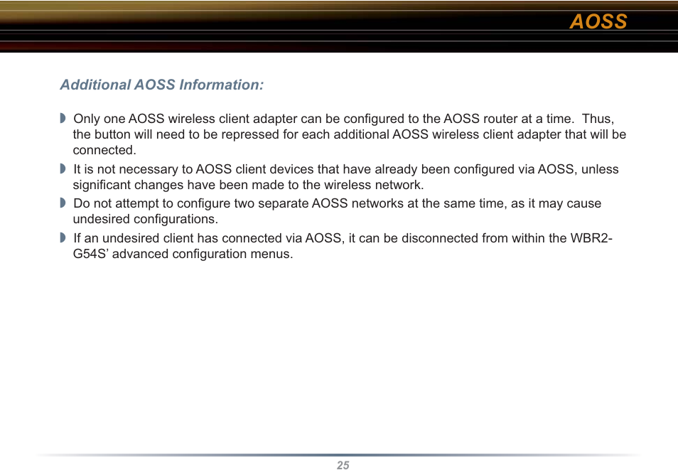 Aoss | Buffalo Technology WBR2-G54S User Manual | Page 25 / 95