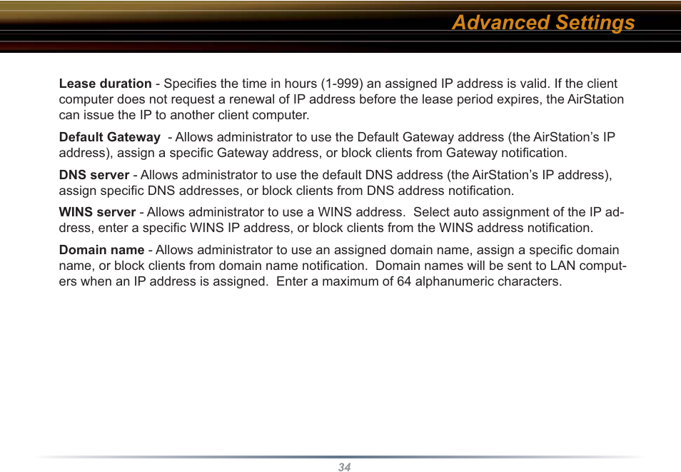 Advanced settings | Buffalo Technology WBR2-G54S User Manual | Page 34 / 95