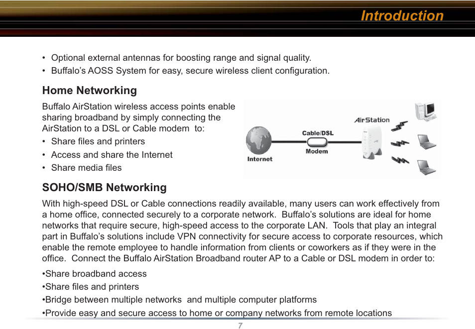Introduction | Buffalo Technology WBR2-G54S User Manual | Page 7 / 95