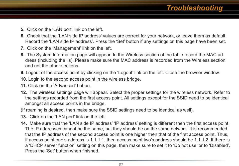 Troubleshooting | Buffalo Technology WBR2-G54S User Manual | Page 81 / 95