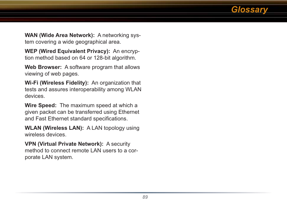 Glossary | Buffalo Technology WBR2-G54S User Manual | Page 89 / 95