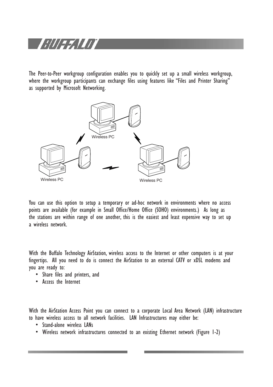 3 peer-to-peer workgroup, 4 home networking, 5 enterprise networking | Buffalo Technology WLI-USB-L11G User Manual | Page 8 / 32