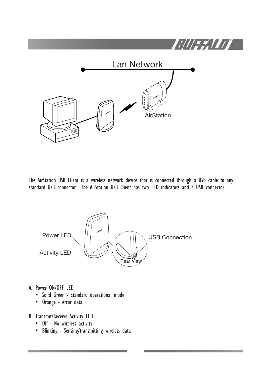 Lan network, 6 airstation usb client features | Buffalo Technology WLI-USB-L11G User Manual | Page 9 / 32