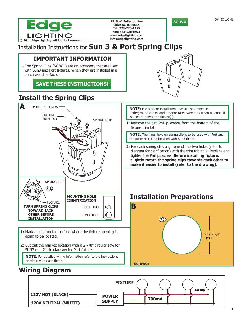 Edge Lighting Port LED Components User Manual | 1 page