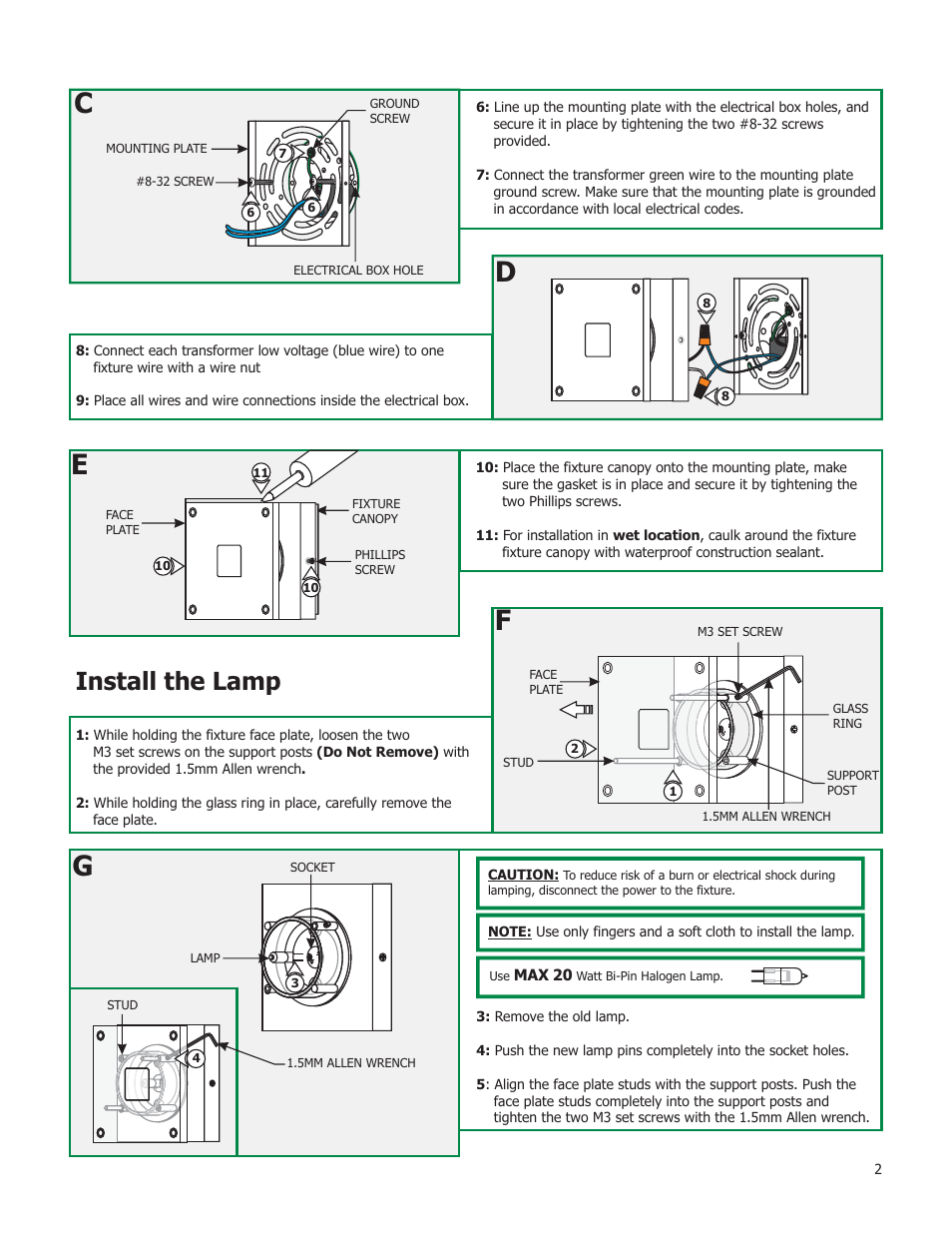 Install the lamp | Edge Lighting 4 x 4 User Manual | Page 2 / 2