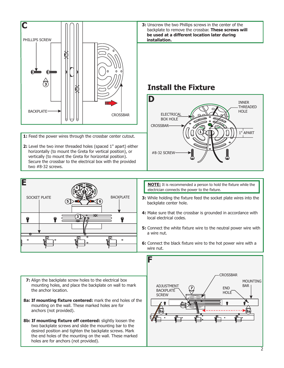 Install the fixture | Edge Lighting Greta User Manual | Page 2 / 3