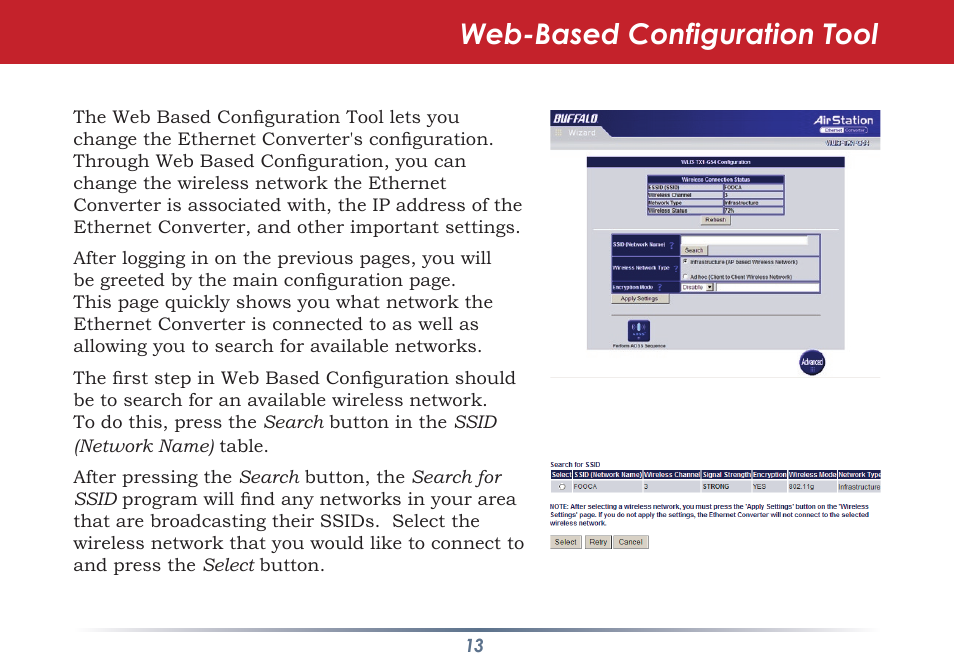 Web-based configuration tool | Buffalo Technology WLI-TX4-G54HP User Manual | Page 13 / 30