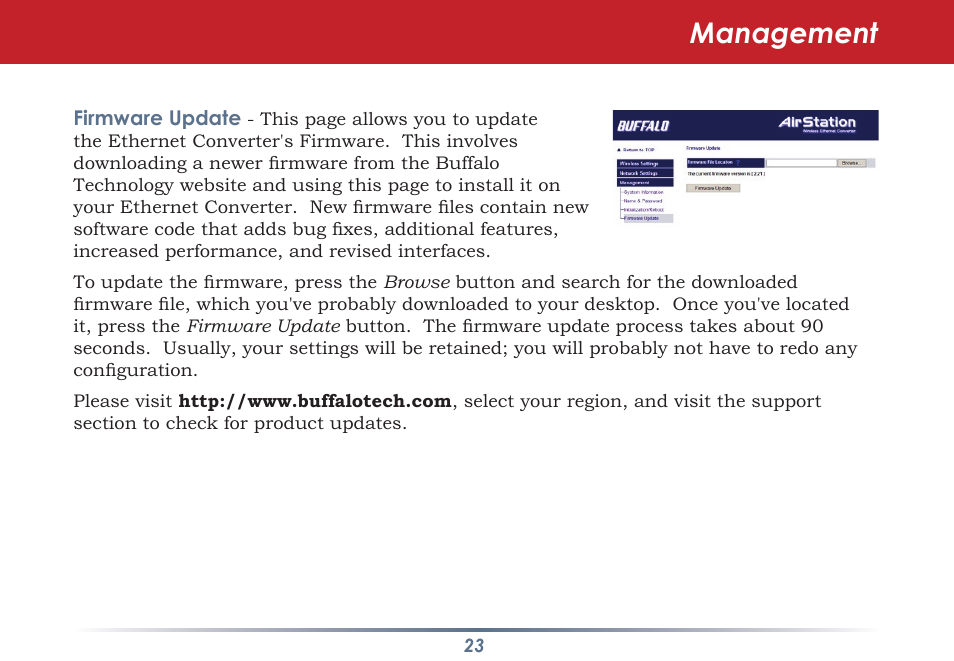 Management | Buffalo Technology WLI-TX4-G54HP User Manual | Page 23 / 30