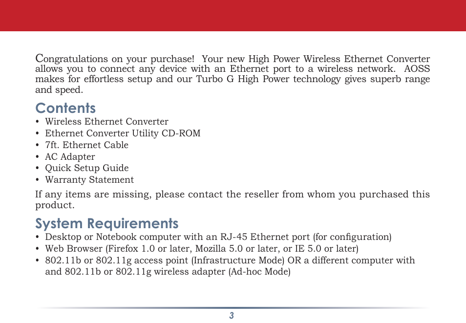 Buffalo Technology WLI-TX4-G54HP User Manual | Page 3 / 30