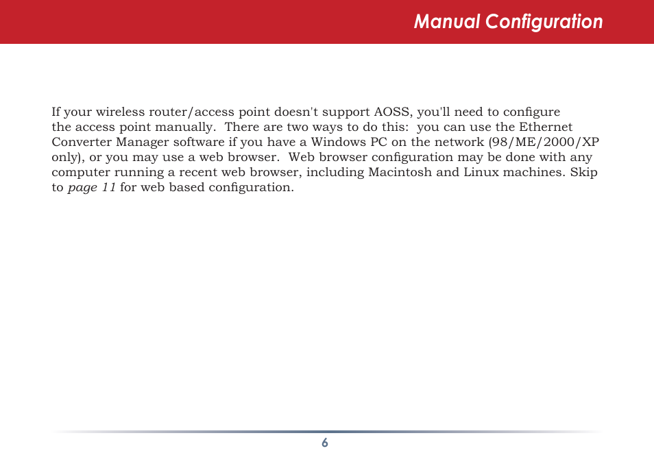 Manual configuration | Buffalo Technology WLI-TX4-G54HP User Manual | Page 6 / 30