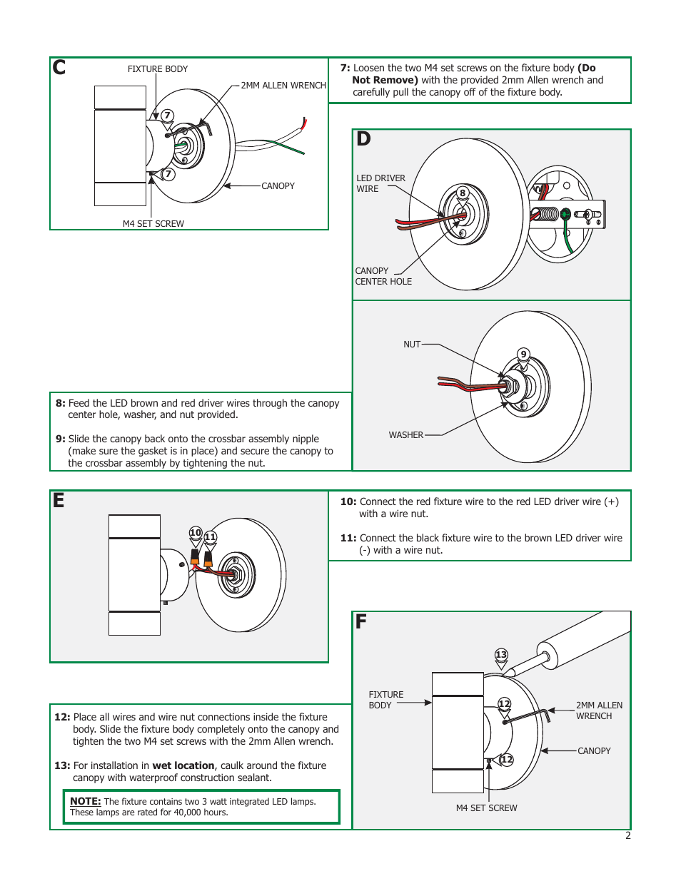 Edge Lighting Taos Round LED User Manual | Page 2 / 2