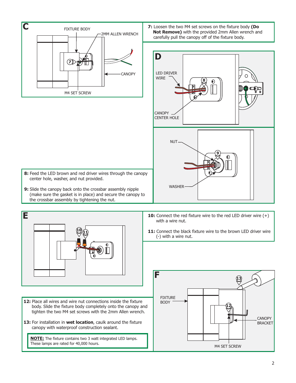 Edge Lighting Taos Square LED User Manual | Page 2 / 2