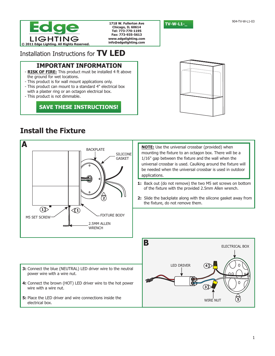 Edge Lighting TV LED User Manual | 2 pages