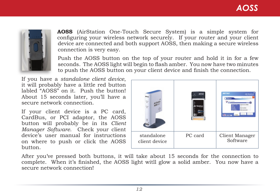 Aoss | Buffalo Technology AirStation WHR-G54S User Manual | Page 12 / 93