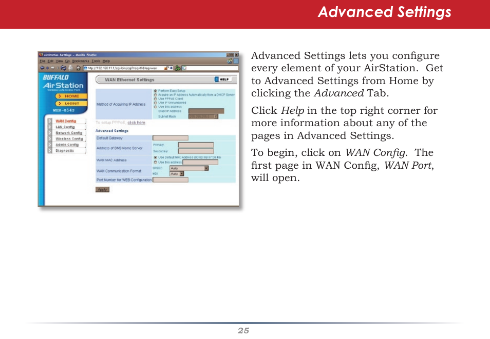 Advanced settings | Buffalo Technology AirStation WHR-G54S User Manual | Page 25 / 93