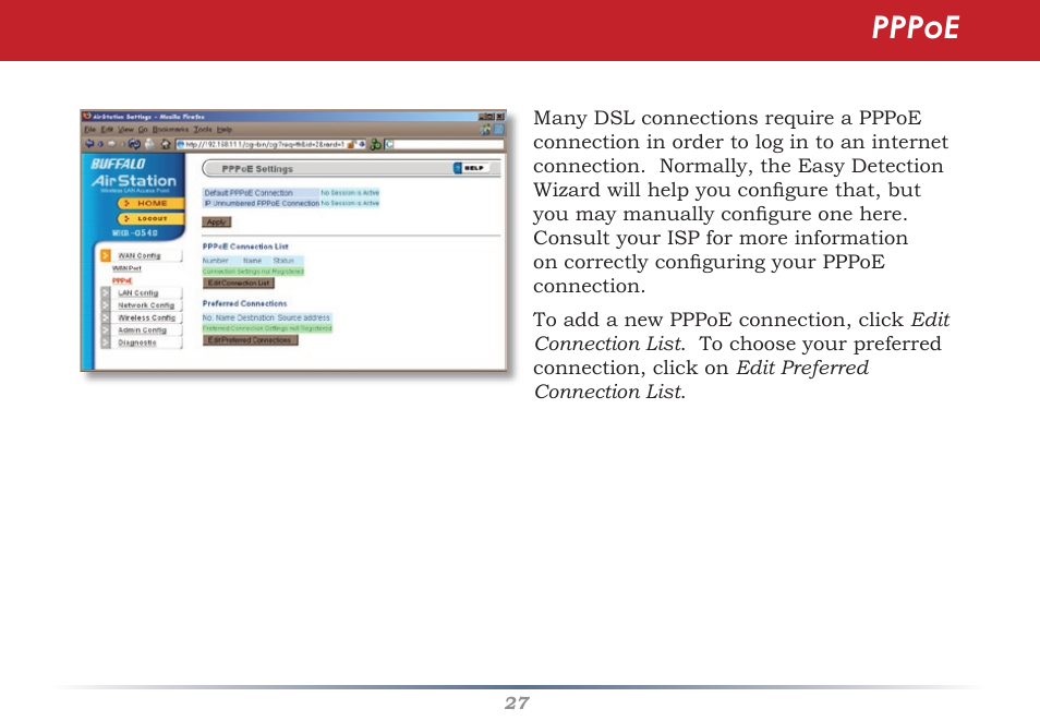 Pppoe | Buffalo Technology AirStation WHR-G54S User Manual | Page 27 / 93