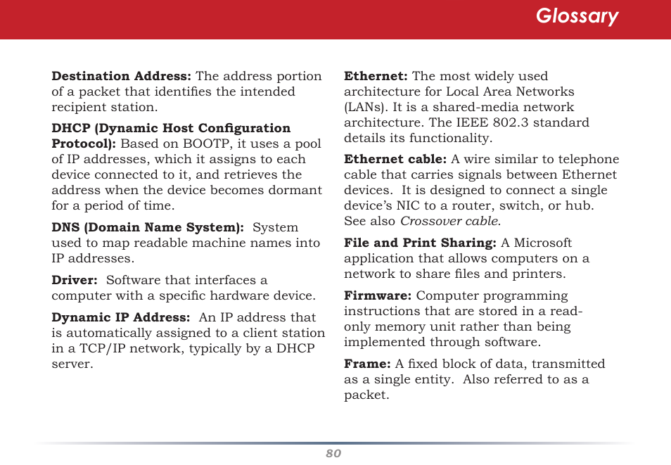 Glossary | Buffalo Technology AirStation WHR-G54S User Manual | Page 80 / 93