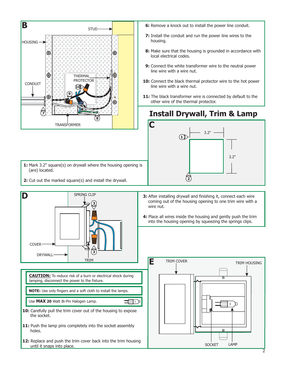 Install drywall, trim & lamp | Edge Lighting Frame User Manual | Page 2 / 2