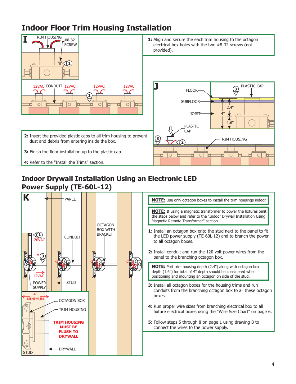 Indoor floor trim housing installation | Edge Lighting Port LED Components User Manual | Page 4 / 6