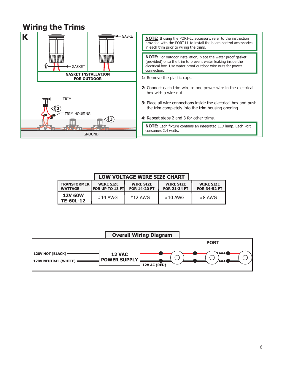 Wiring the trims | Edge Lighting Port LED Components User Manual | Page 6 / 6