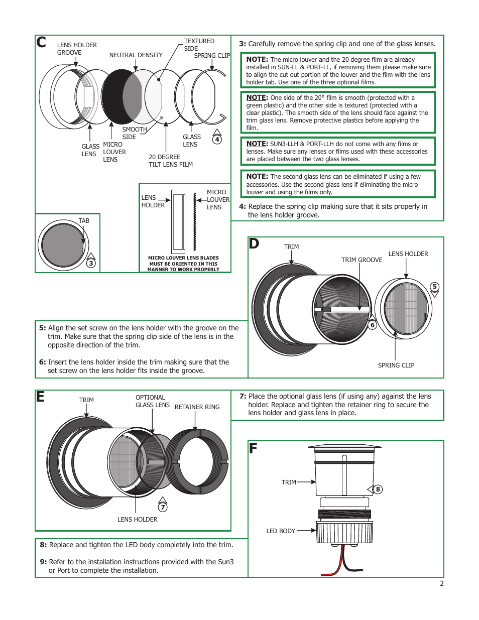 Edge Lighting Sun 3 LED Components User Manual | Page 2 / 2