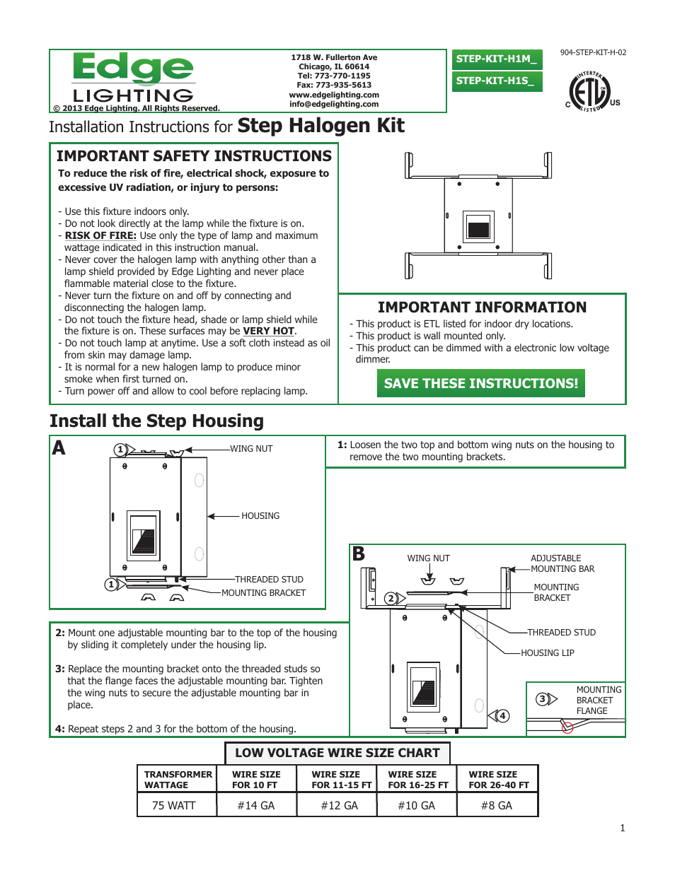 Edge Lighting Step User Manual | 4 pages