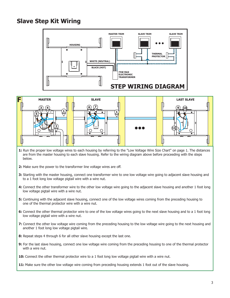 Slave step kit wiring, Step wiring diagram | Edge Lighting Step User Manual | Page 3 / 4