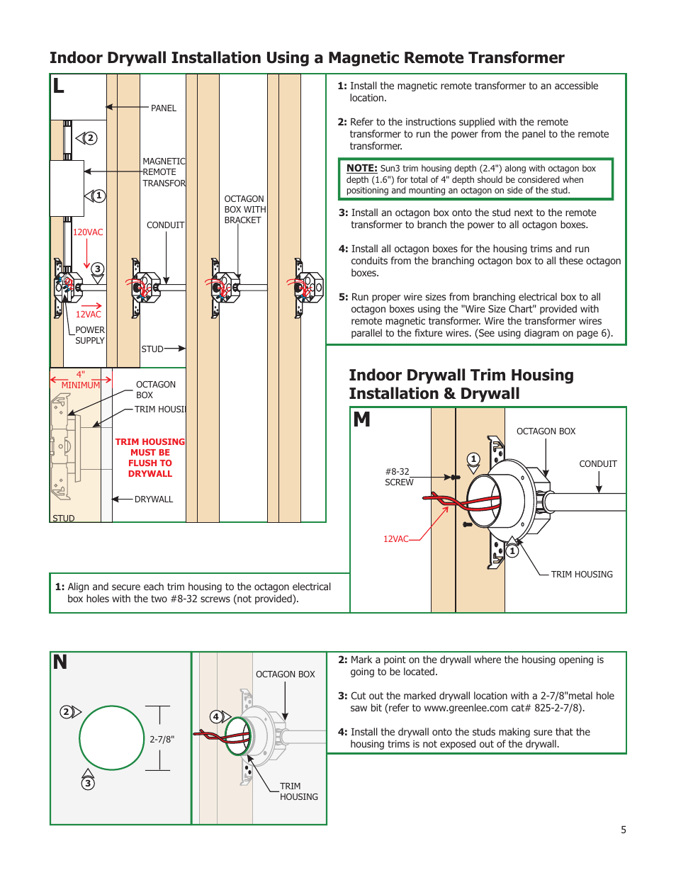 Indoor drywall trim housing installation & drywall | Edge Lighting Sun 3 LED Components User Manual | Page 5 / 6
