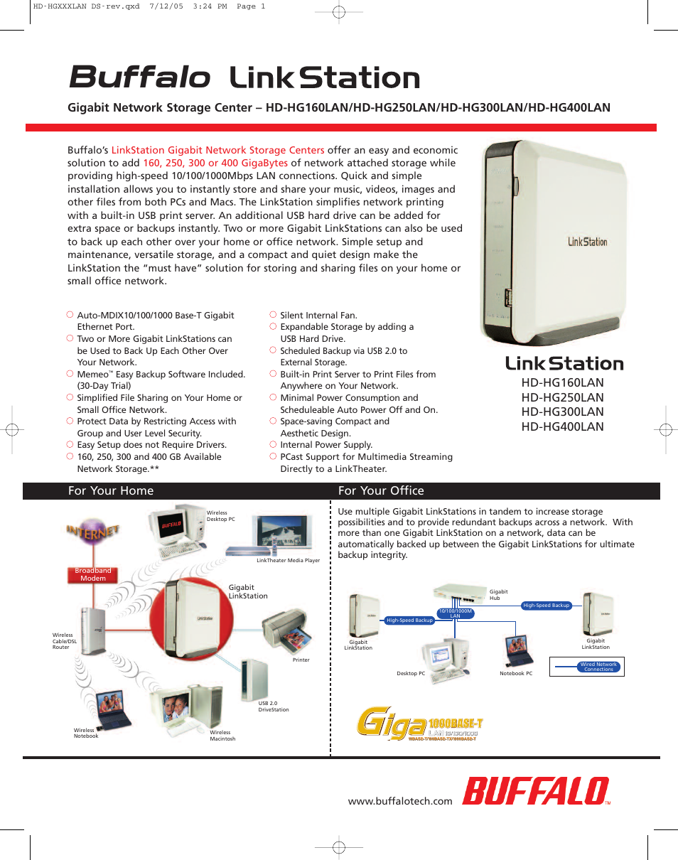 Buffalo Technology LinkStation HD-HG160LAN User Manual | 2 pages