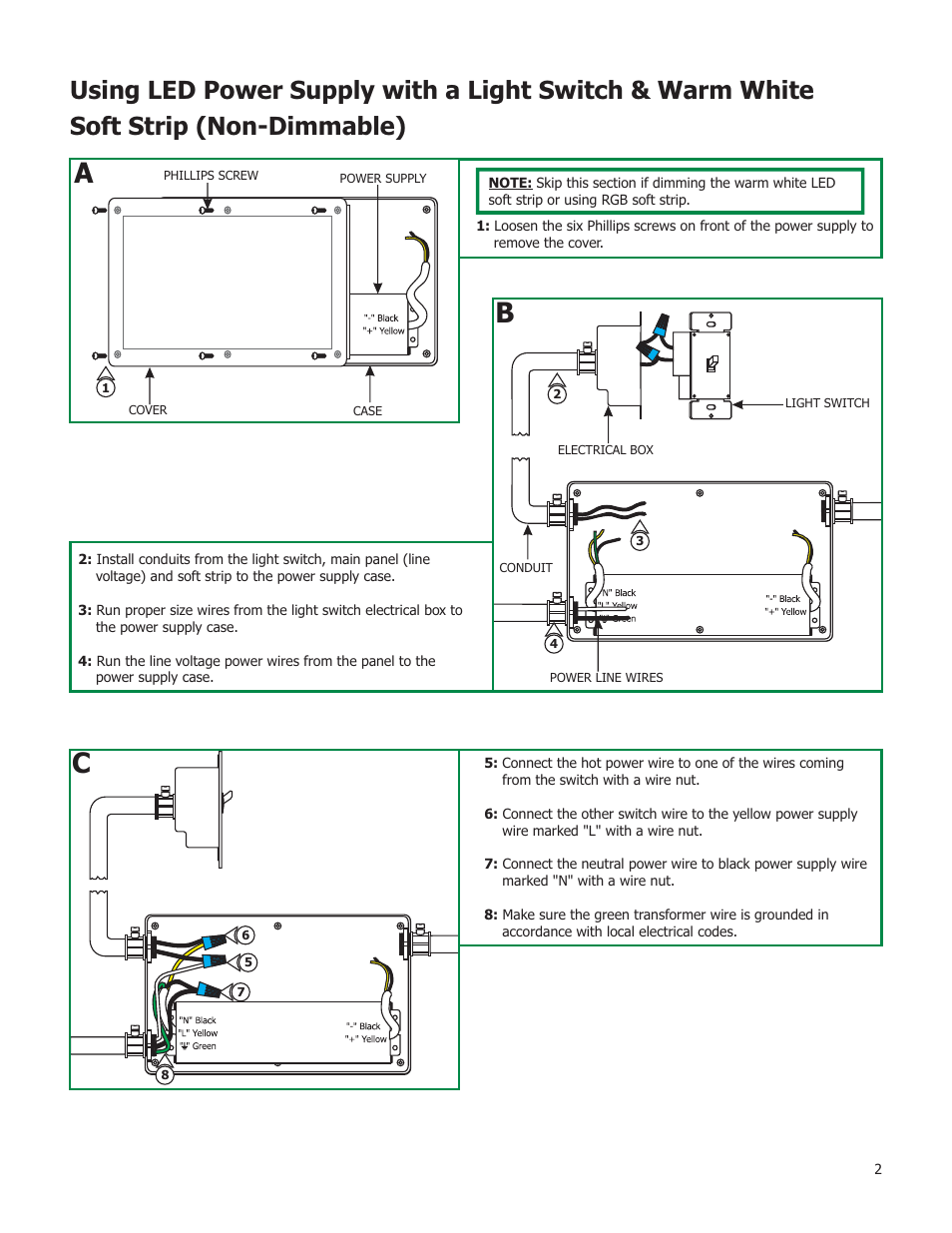 Edge Lighting PSB-60W-12VDC, 60 Watt 12 Volt DC Power Supply User Manual | Page 2 / 8