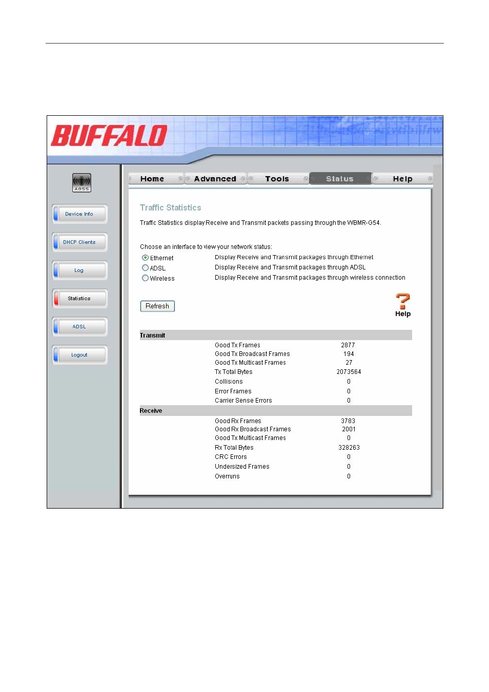 Statistics | Buffalo Technology WBMR-G54 User Manual | Page 107 / 121