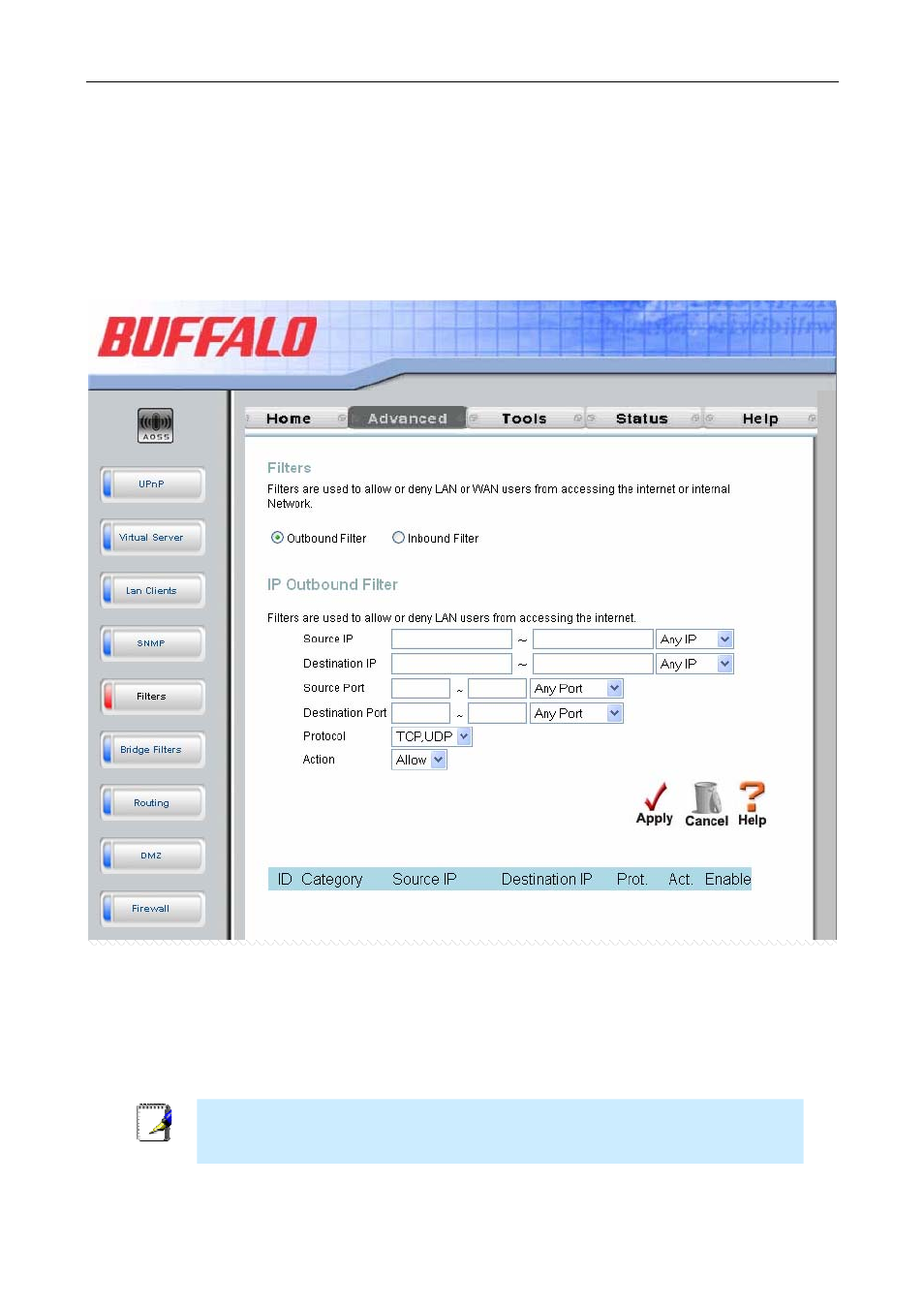 Filters | Buffalo Technology WBMR-G54 User Manual | Page 74 / 121