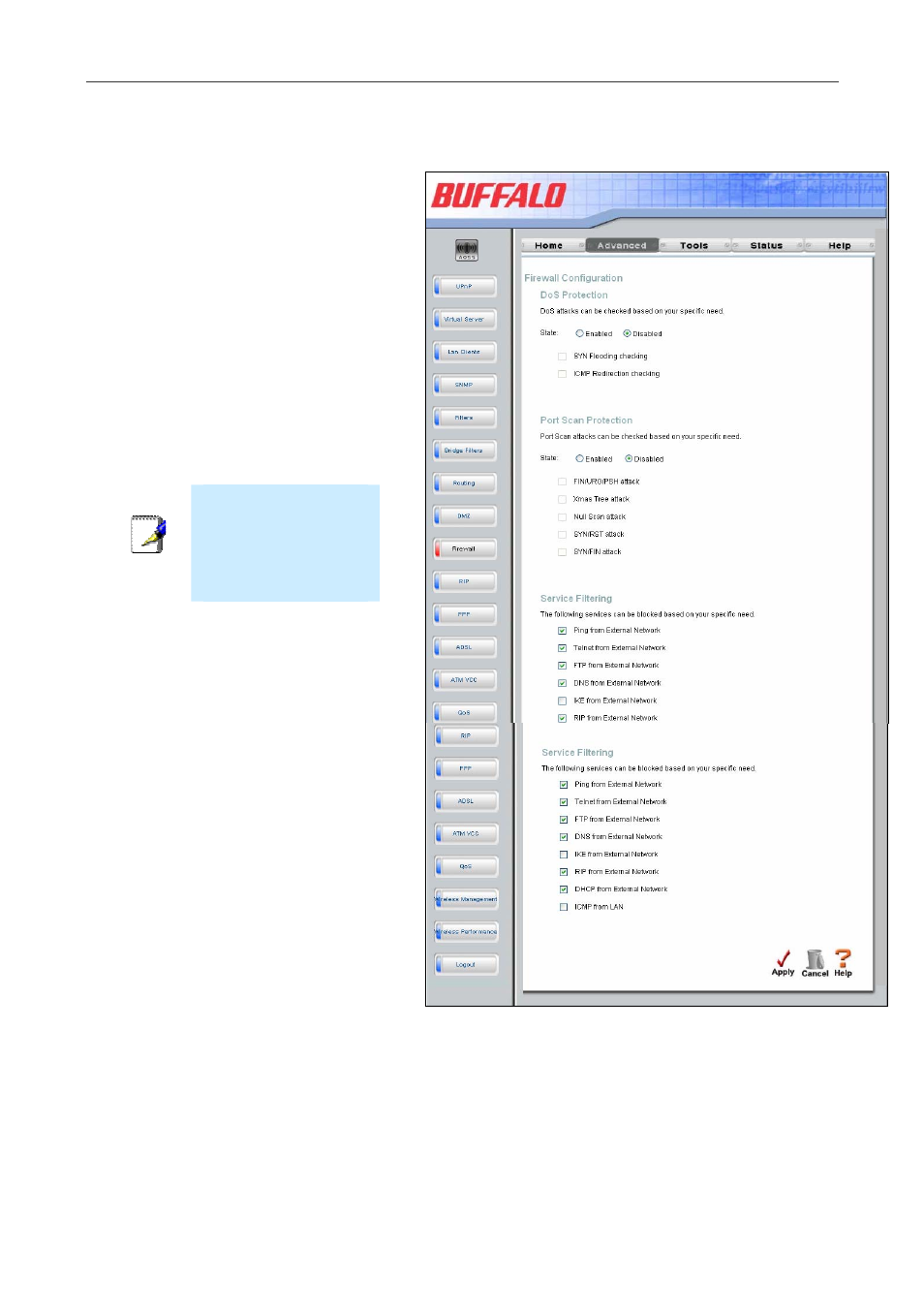 Firewall | Buffalo Technology WBMR-G54 User Manual | Page 79 / 121