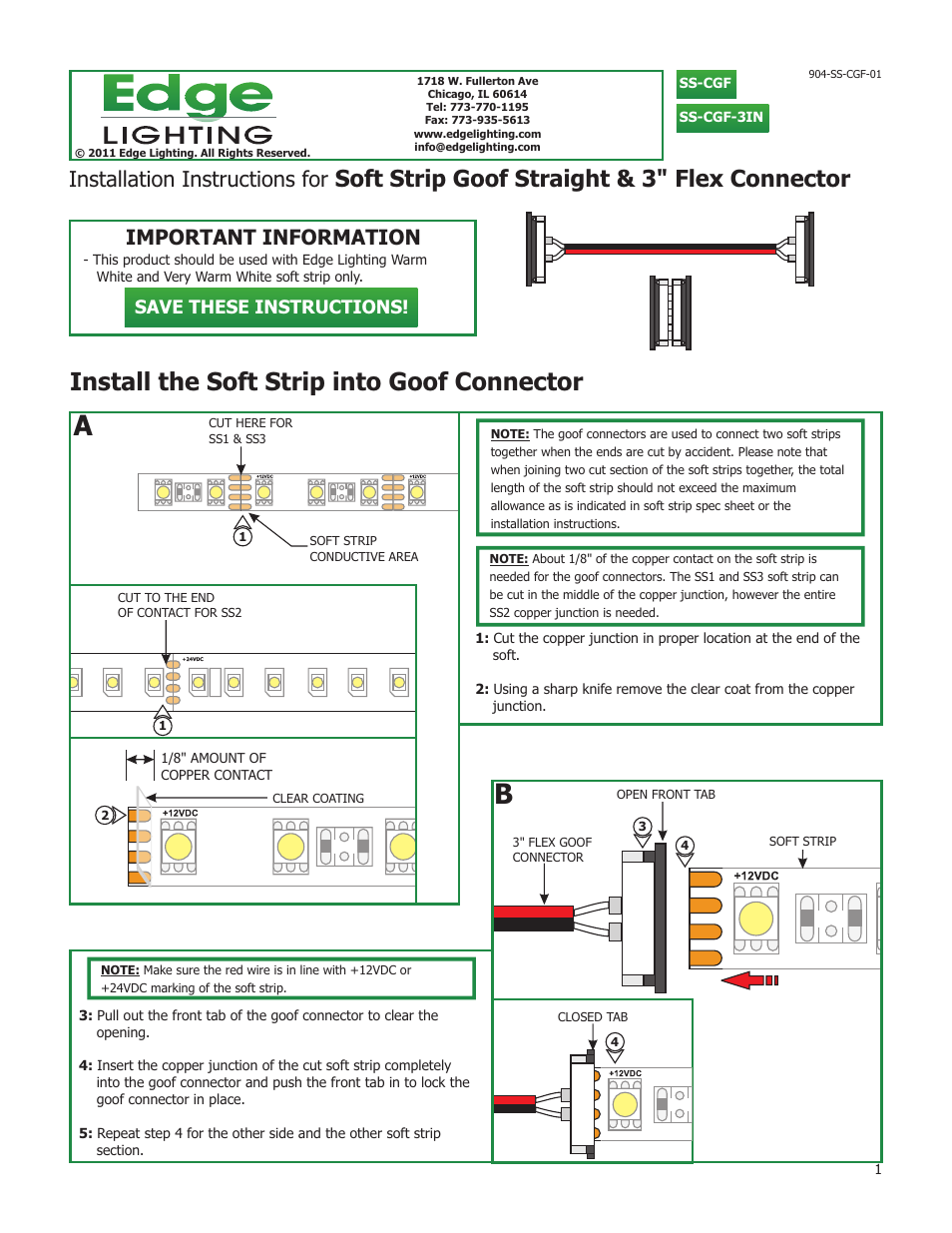 Edge Lighting 3 Inch Flexible Goof Connector User Manual | 1 page