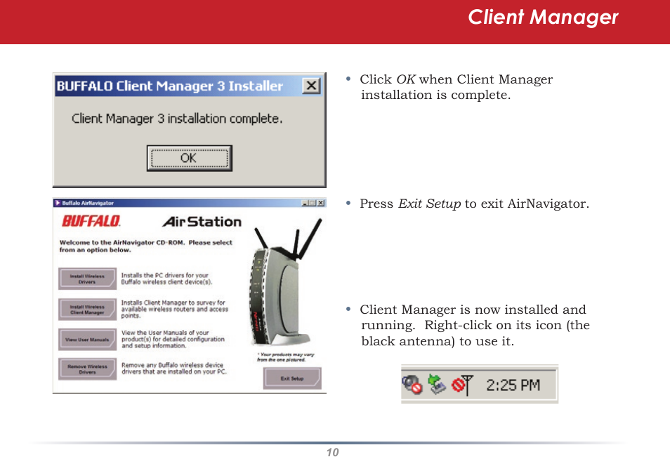 Client manager | Buffalo Technology WLI2-PCI-G54S User Manual | Page 10 / 45