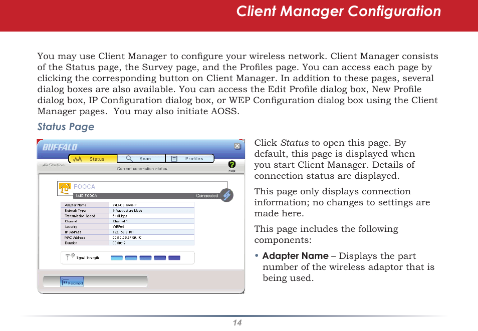 Client manager configuration | Buffalo Technology WLI2-PCI-G54S User Manual | Page 14 / 45