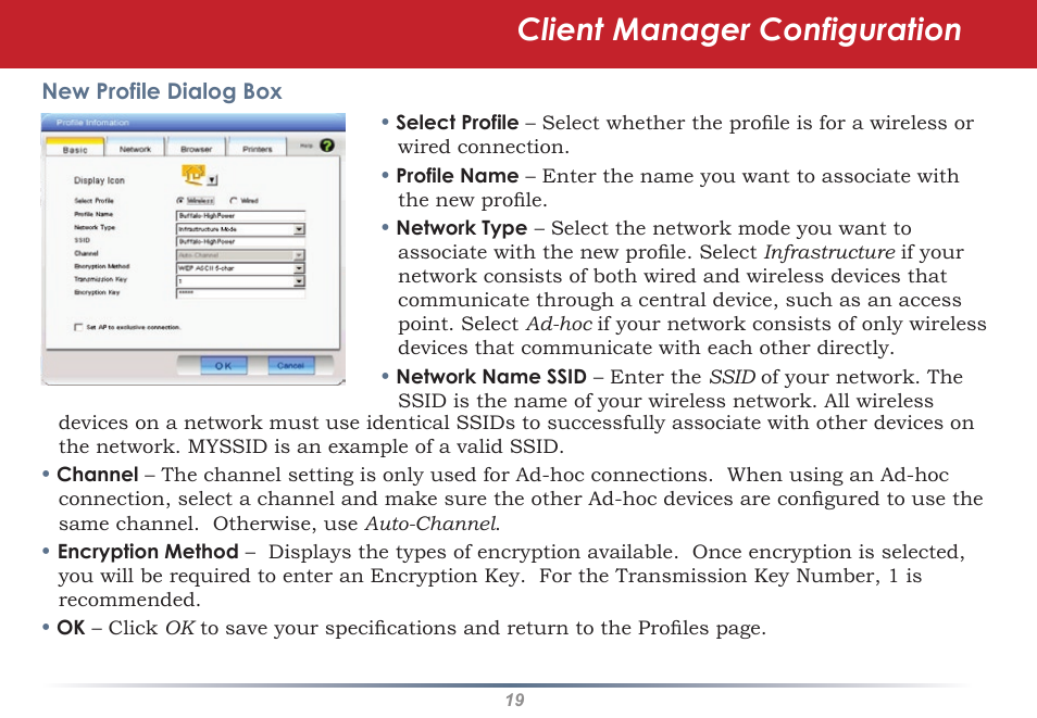 Client manager configuration | Buffalo Technology WLI2-PCI-G54S User Manual | Page 19 / 45