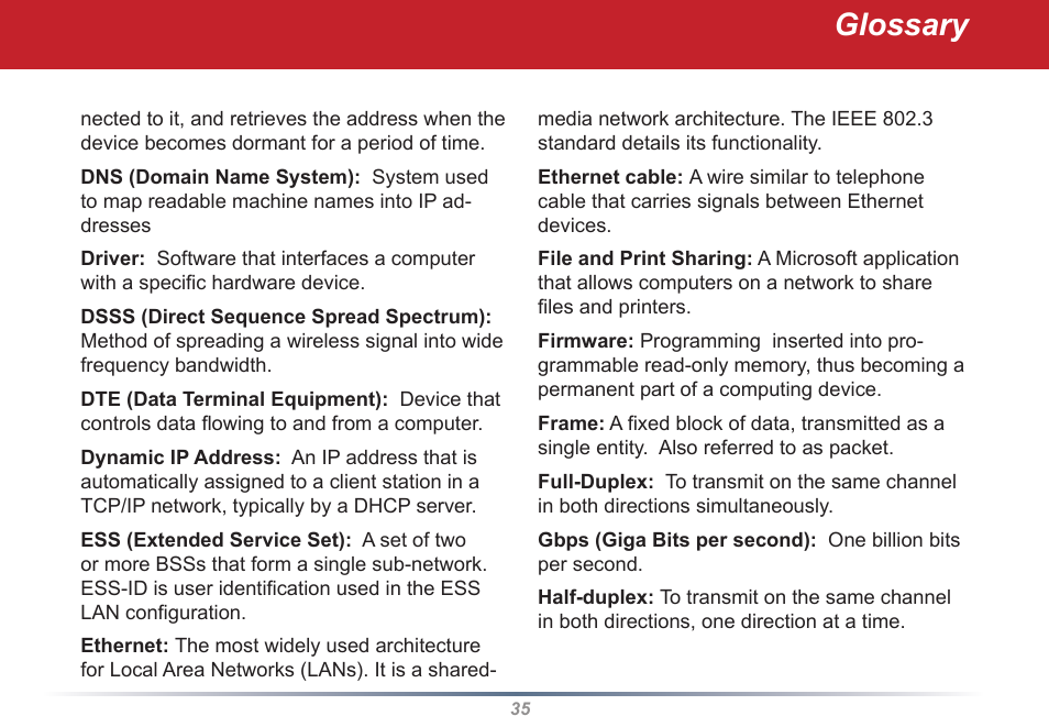 Glossary | Buffalo Technology WLI2-PCI-G54S User Manual | Page 35 / 45