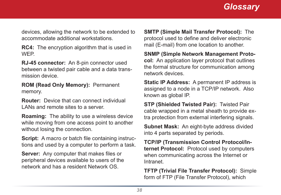 Glossary | Buffalo Technology WLI2-PCI-G54S User Manual | Page 38 / 45