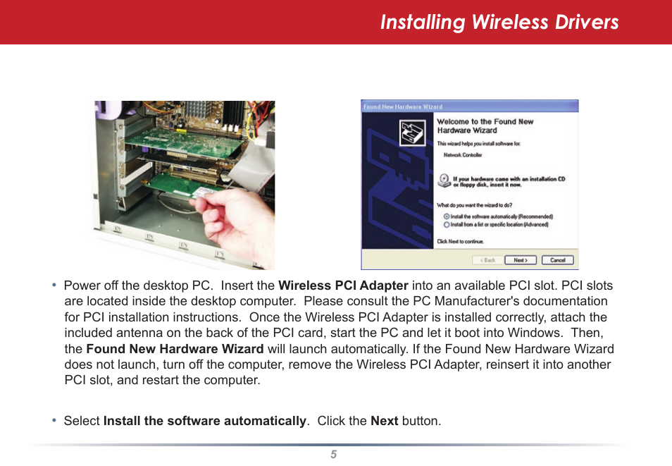 Installing wireless drivers | Buffalo Technology WLI2-PCI-G54S User Manual | Page 5 / 45