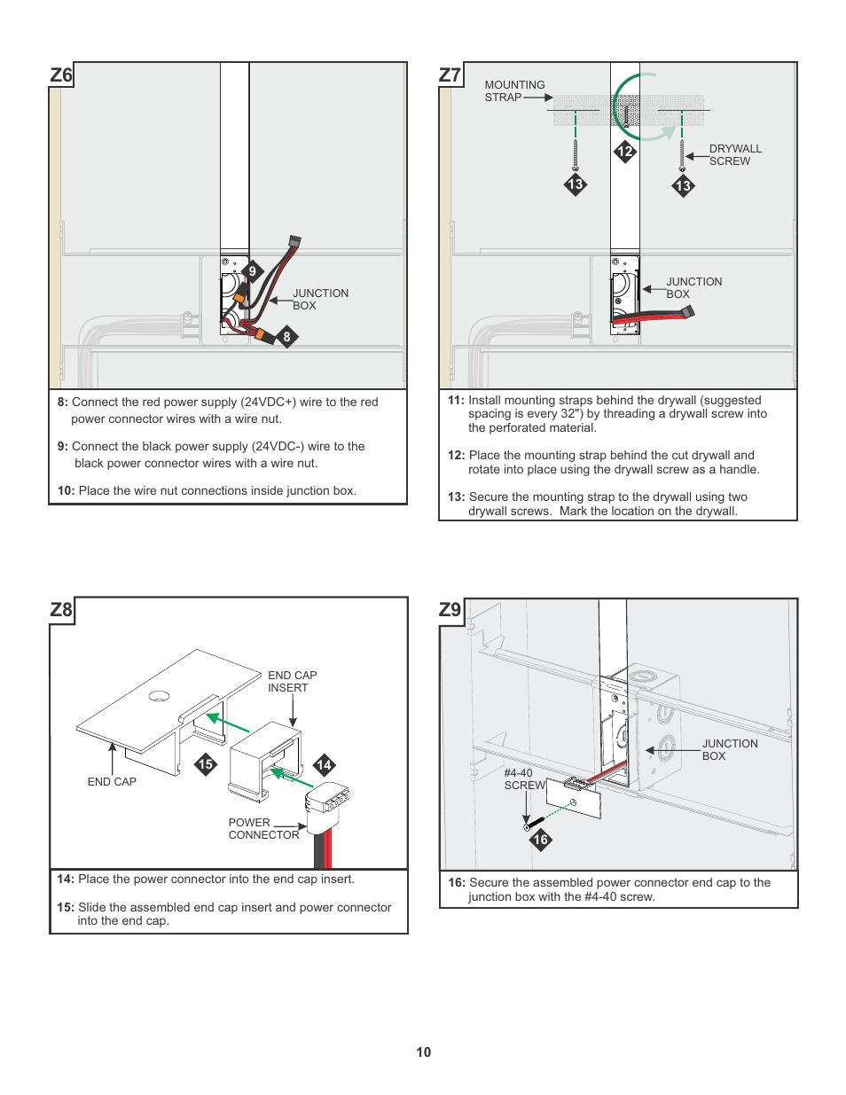 Z6 z7 z8 z9 | Edge Lighting TruLine .5A, 24VDC - Plaster-In LED System User Manual | Page 10 / 17