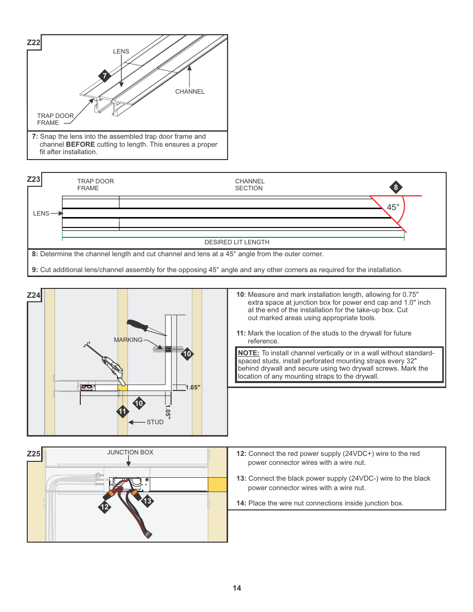 Edge Lighting TruLine .5A, 24VDC - Plaster-In LED System User Manual | Page 14 / 17